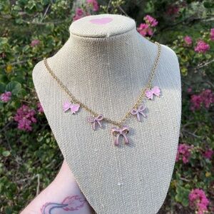 Elegant Pink Bow Necklace